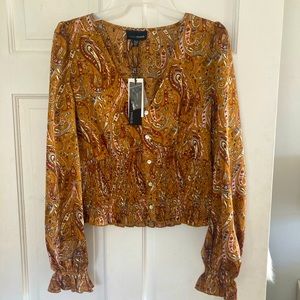 LucyParis Smocked Shirt NWT